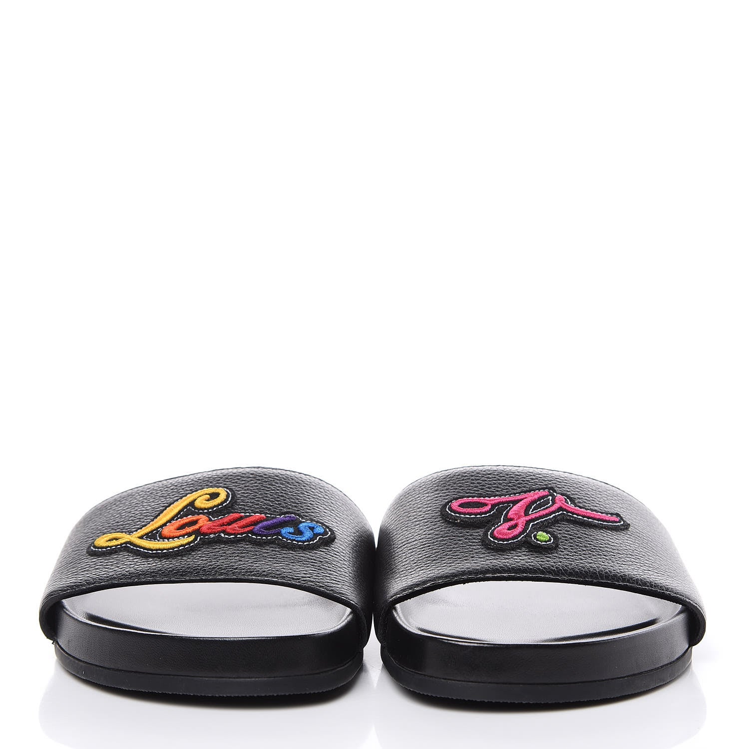 Louis Vuitton Calfskin Mens New Wave Mirabeau Flat Mules 8 Black 2 of 9