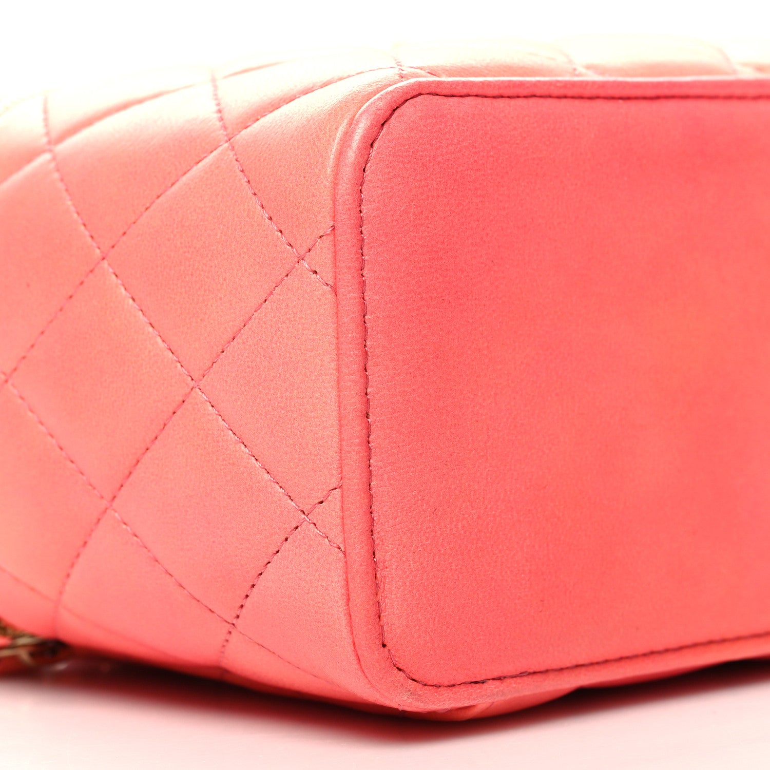 Chanel Lambskin Quilted Ombre Small Top Handle Vanity Case With Chain Coral 10 of 12