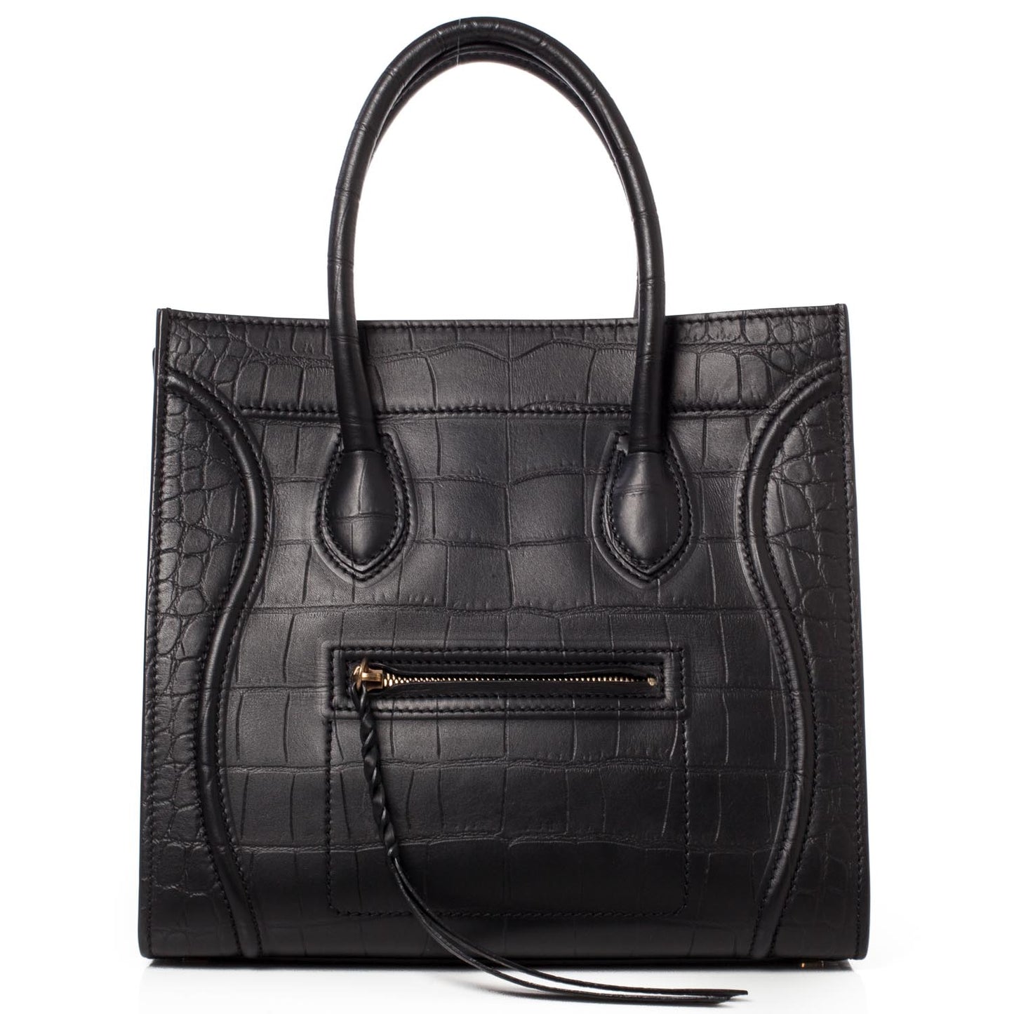 Crocodile Embossed Small Phantom Luggage Black