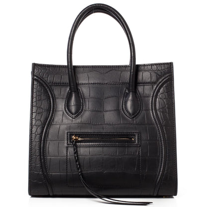 Celine Crocodile Embossed Small Phantom Luggage Black 1 of 8