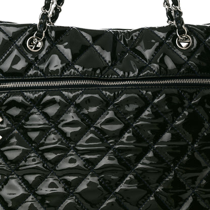 Chanel Patent Quilted Chic and Glitter Large Tote Navy Blue 8 of 12