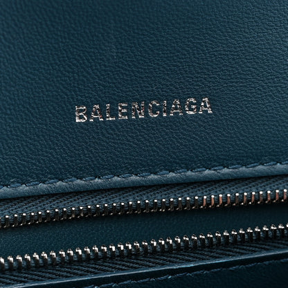 Balenciaga Shiny Calfskin Crocodile Embossed Small Hourglass Top Handle Bag Dark Petrol Blue 5 of 10