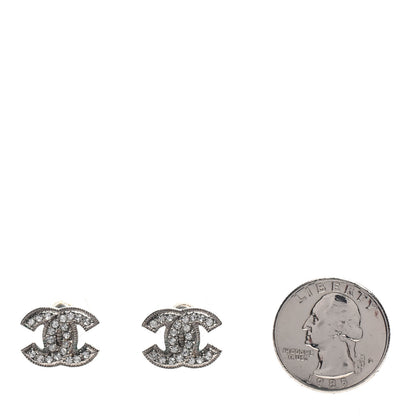 Chanel Crystal Mini CC Earrings Silver 2 of 5