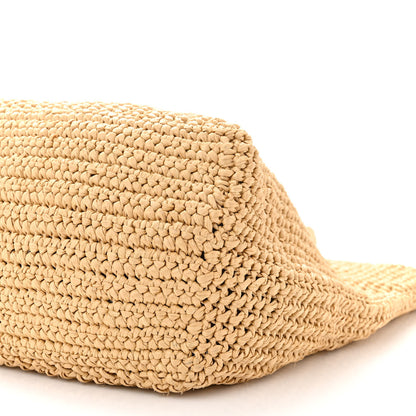 Prada Yarn Raffia Effect Crochet Embroidered Logo Tote Naturale 9 of 10