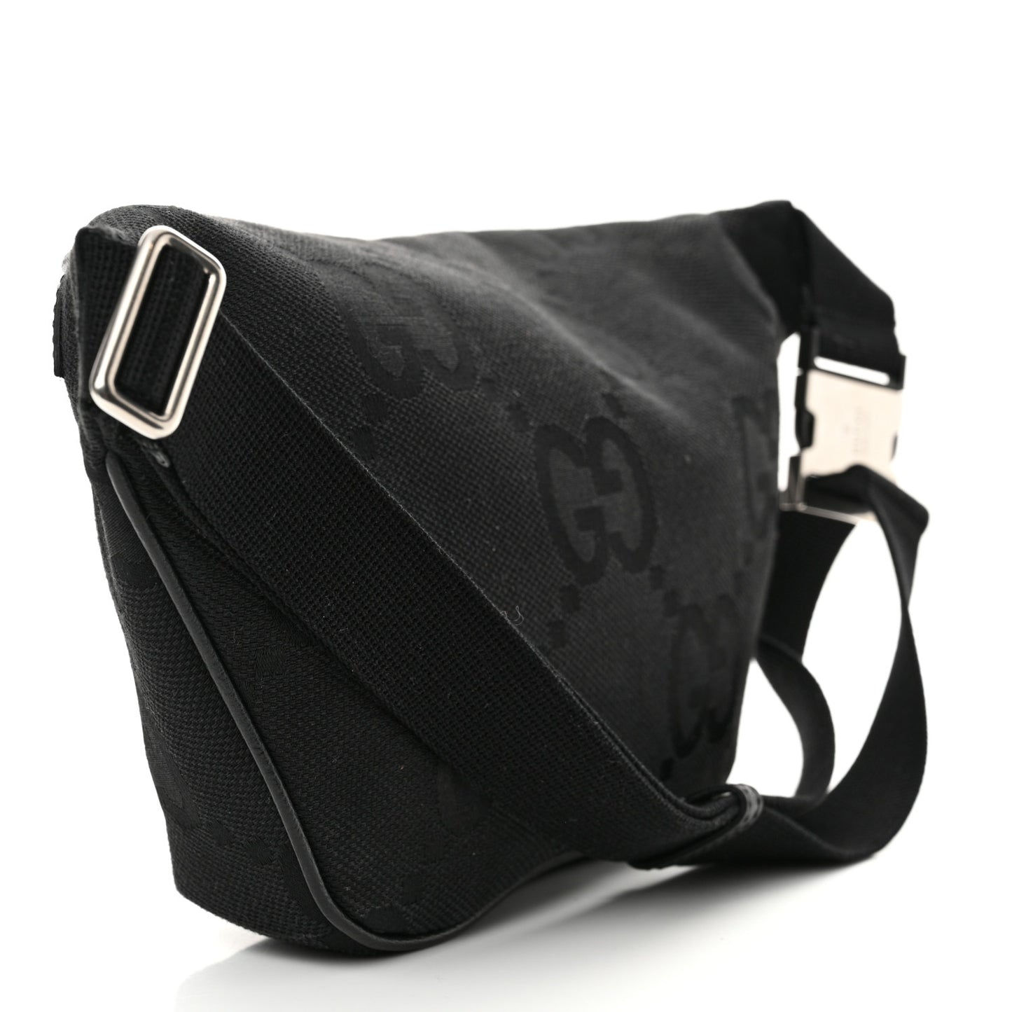 Monogram Jumbo GG Textured Dollar Calfskin Web Belt Bag Black