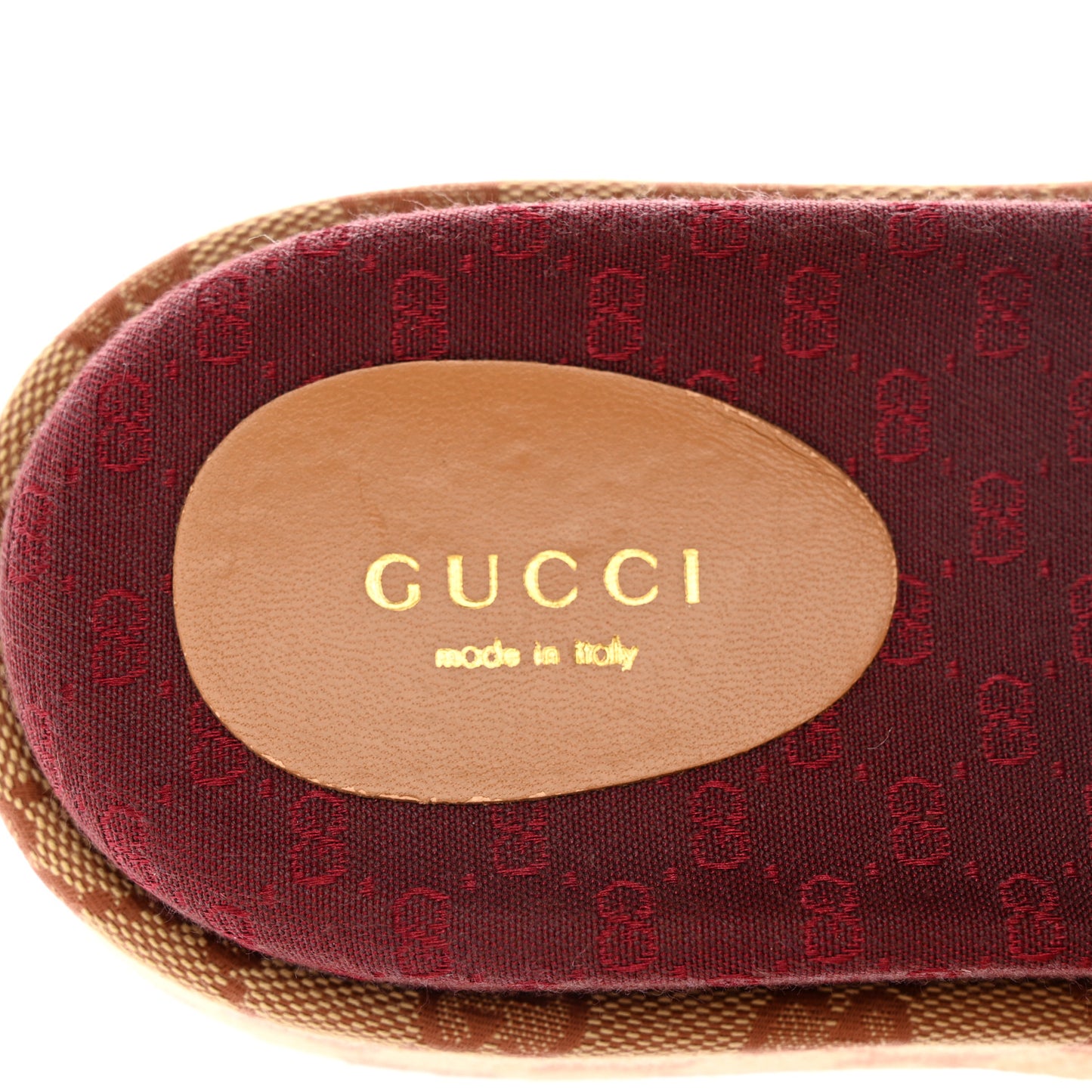 Canvas GG Monogram Angelina Platform Slide Sandals 38.5 Beige Ruggine