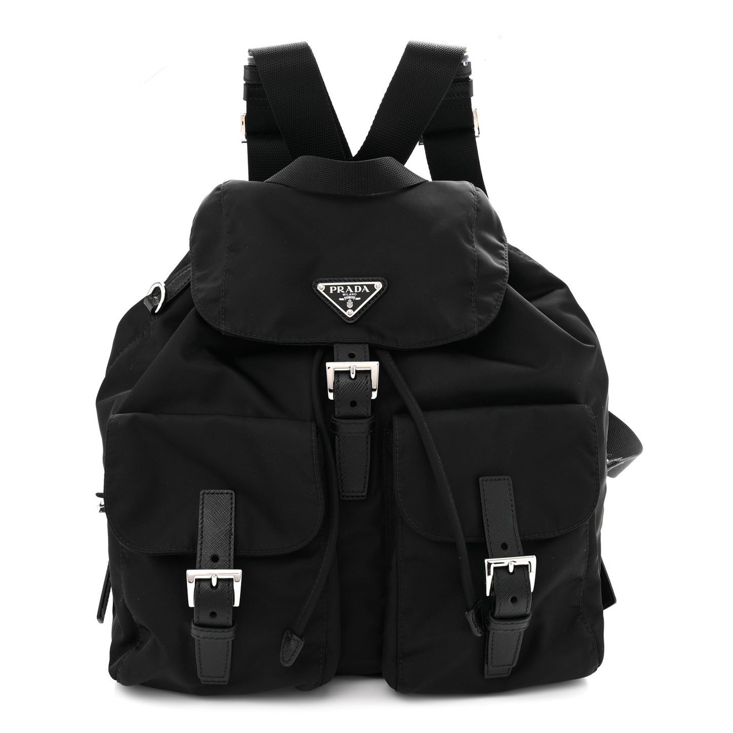 Tessuto Nylon Saffiano Medium Backpack Black