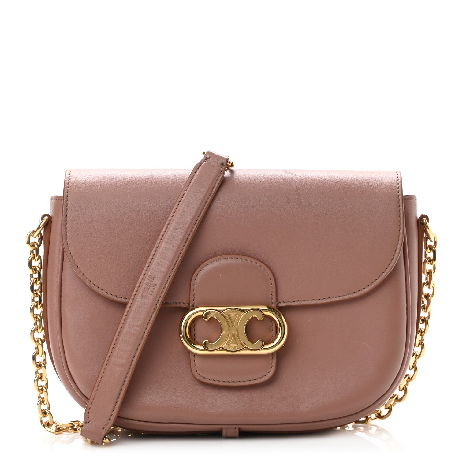 Celine Shiny Calfskin Medium Chain Maillon Triomphe Antique Rose 1 of 9