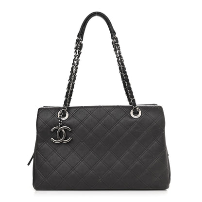 Chanel Calfskin Diamond Embossed Large CC Zip Shopping Tote Grey 1 of 12