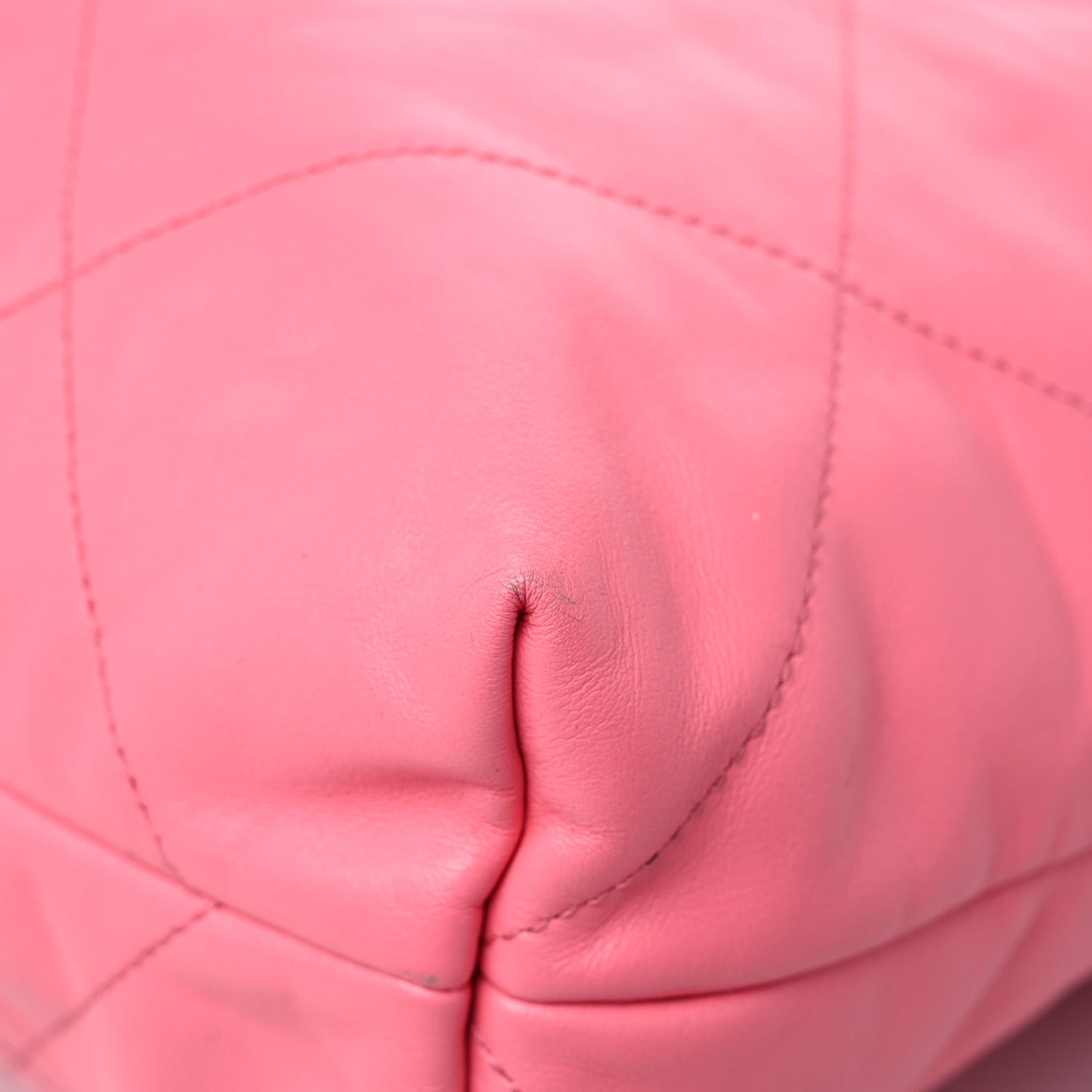 Shiny Calfskin Quilted Chanel 22 Drawstring Bag Coral Pink