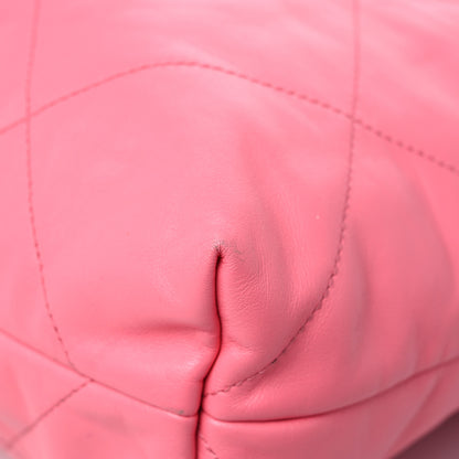 Chanel Shiny Calfskin Quilted Chanel 22 Drawstring Bag Coral Pink 11 of 15