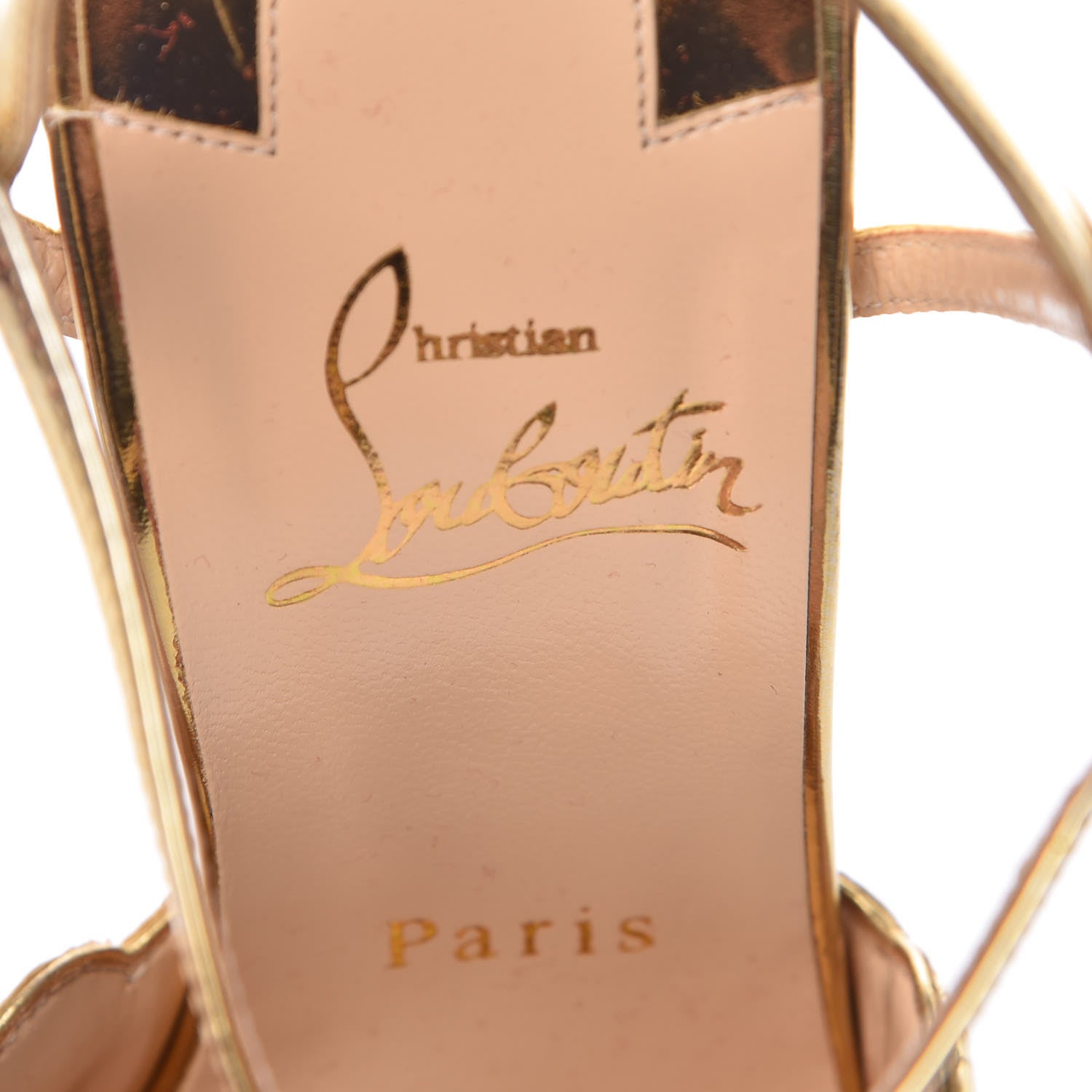 Christian Louboutin Metallic Laminato Botticella Alta 150 Platform Sandal 38 Gold 7 of 7