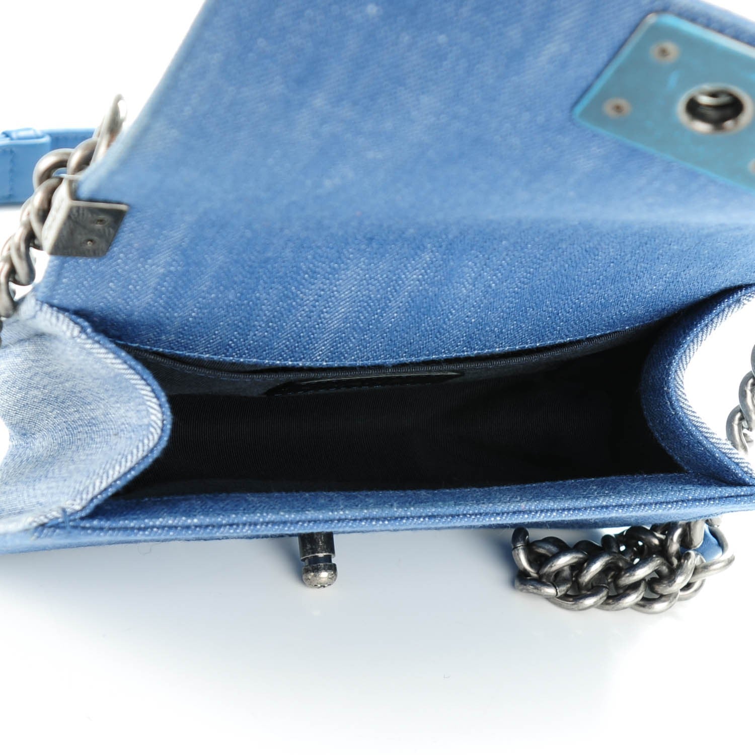 Chanel Denim Chevron Small Boy Flap Blue 4 of 9