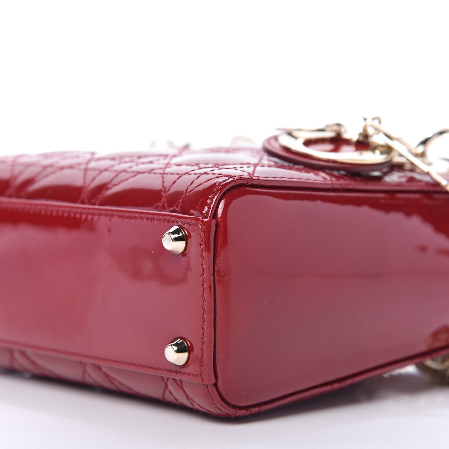 Patent Cannage Mini Lady Dior Red