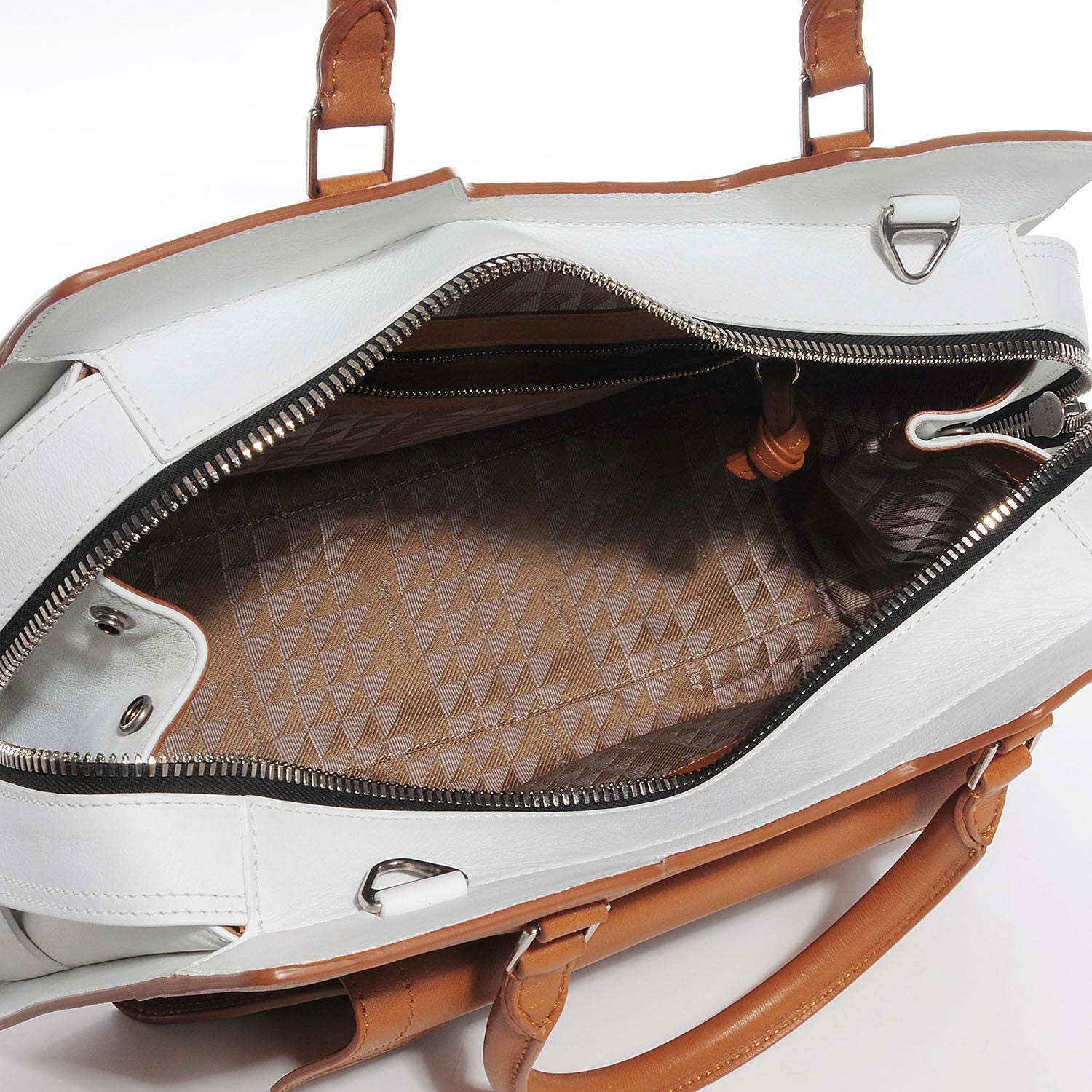 Proenza Schouler Smooth Calfskin PS13 Small Bi-Color Satchel Caramel White 5 of 13