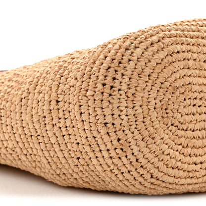 Loewe Calfskin Raffia Slit Pochette Bag Natural Tan 9 of 10