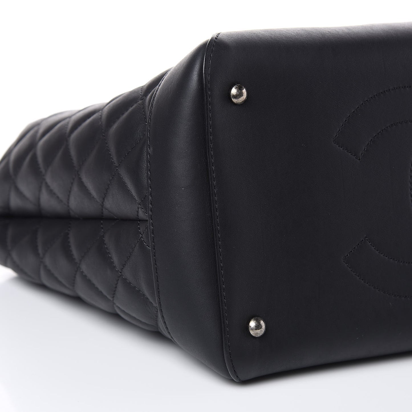 Calfskin Quilted Small Easy Shopping Tote Black