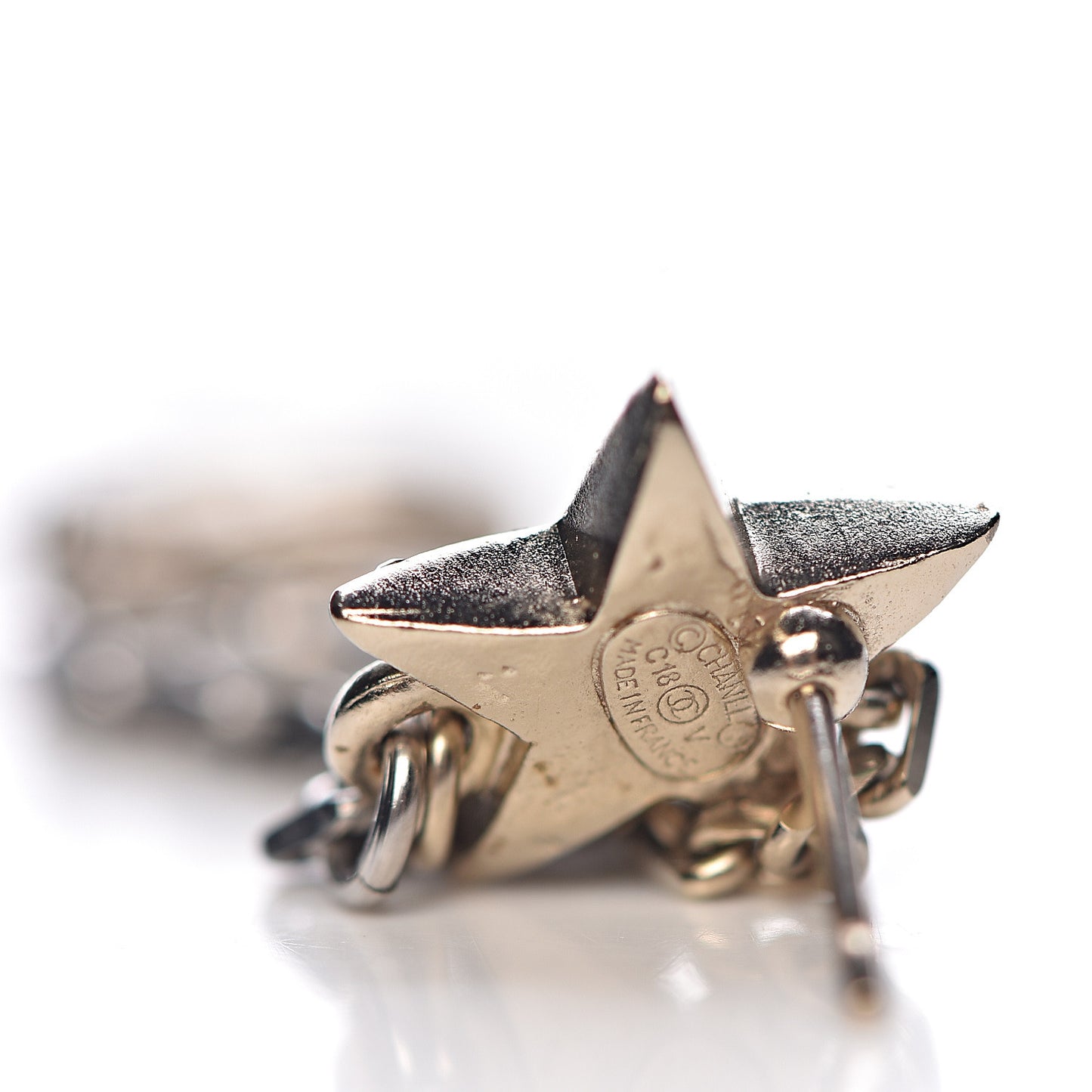 Crystal CC Star Moon Dangle Earrings Silver Gold