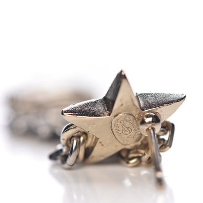 Chanel Crystal CC Star Moon Dangle Earrings Silver Gold 4 of 5