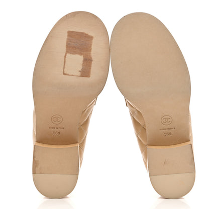 Chanel Lambskin Quilted CC Heart Loafers 36.5 Beige 5 of 9