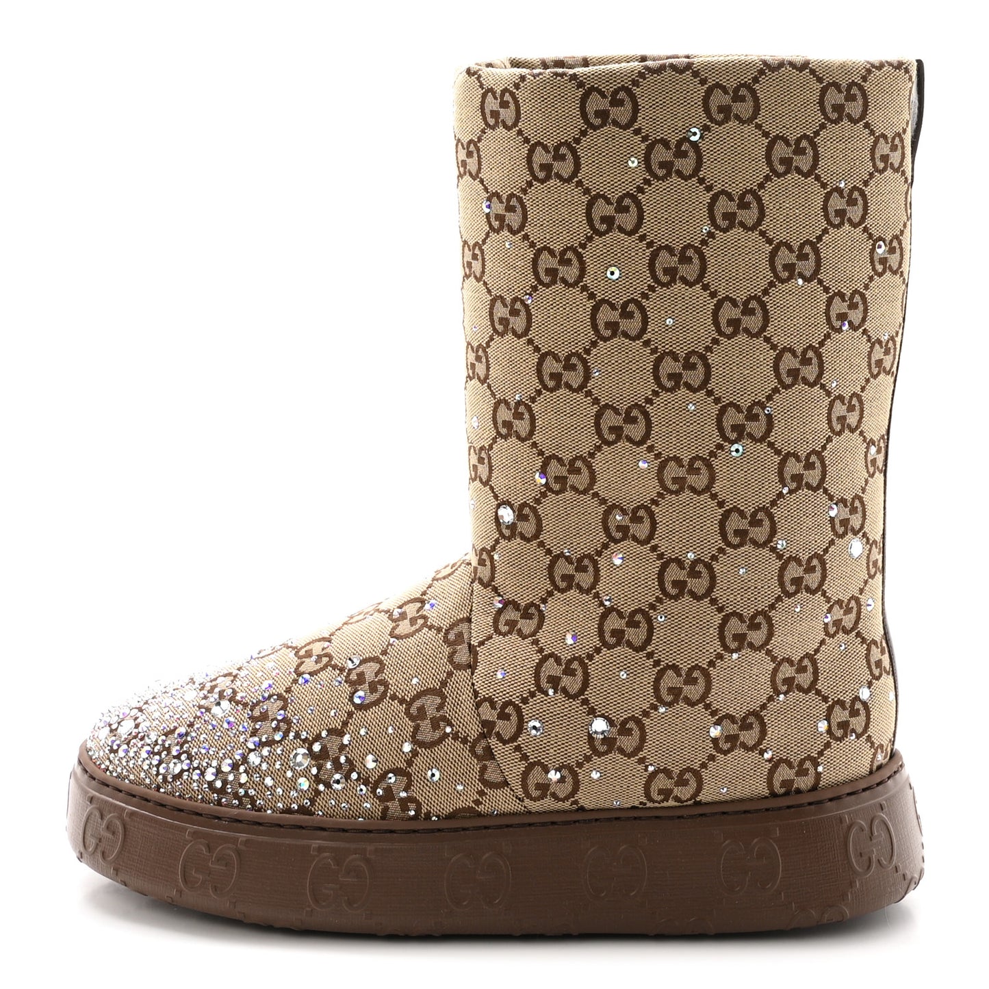 Monogram GG Strass Thermal Bootie 38.5 Camel Ebony