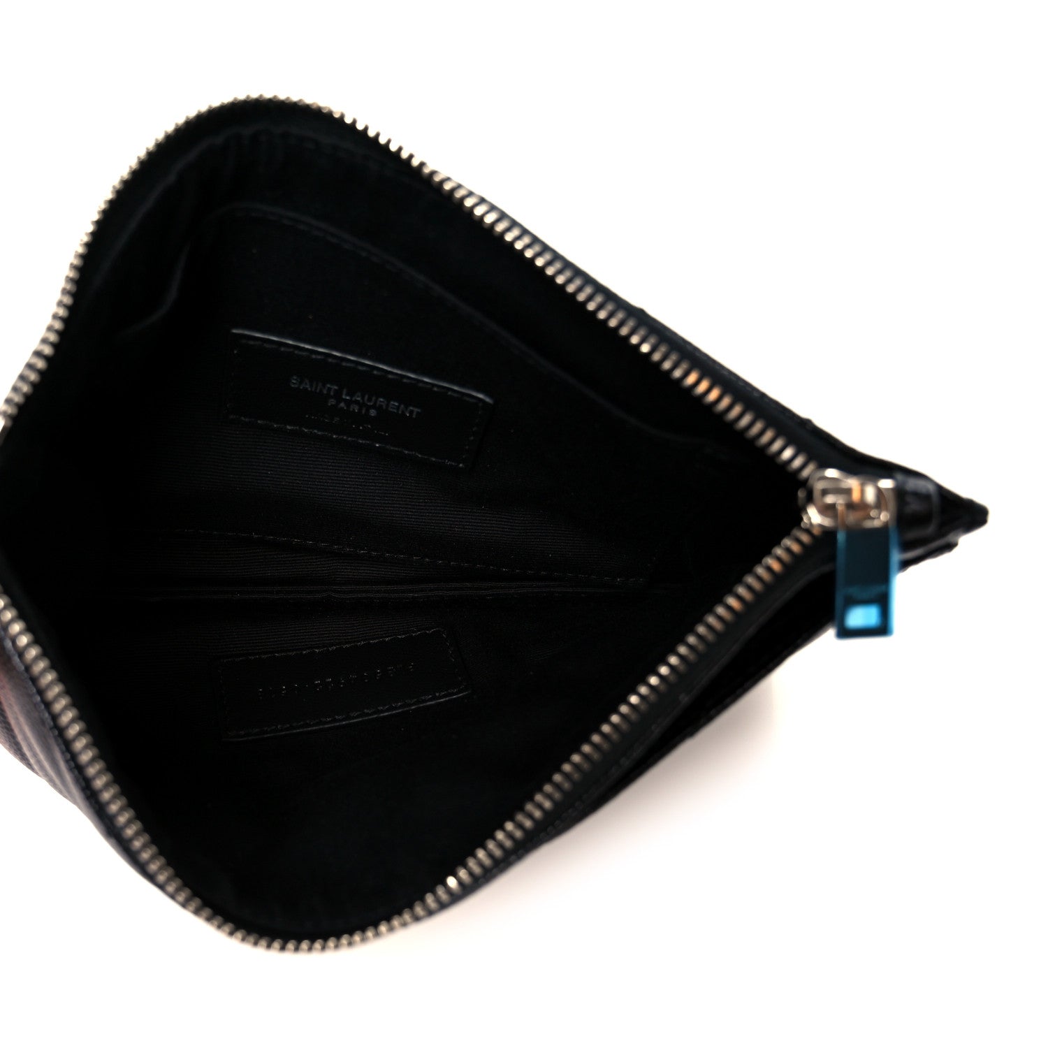 Saint Laurent Grain De Poudre Chevron Monogram Bill Pouch Black 5 of 9