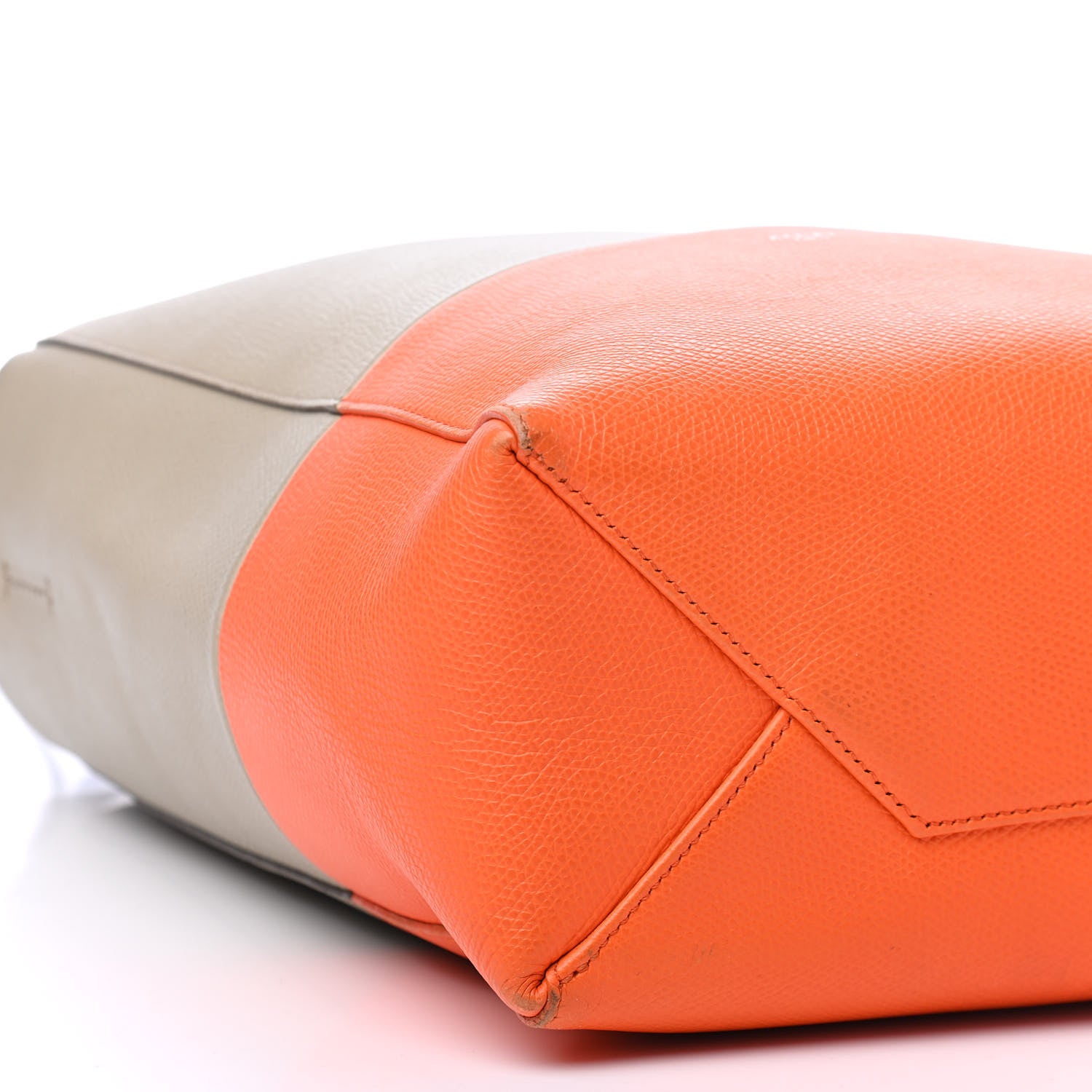 Celine Grained Calfskin Small Vertical Bi-Cabas Fluo Orange Taupe 7 of 8