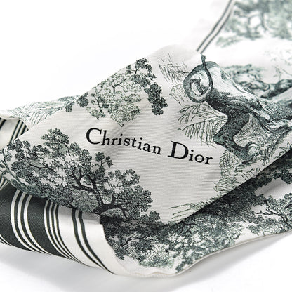 Christian Dior Silk Toile De Jouy Mitzah Scarf Green 5 of 5