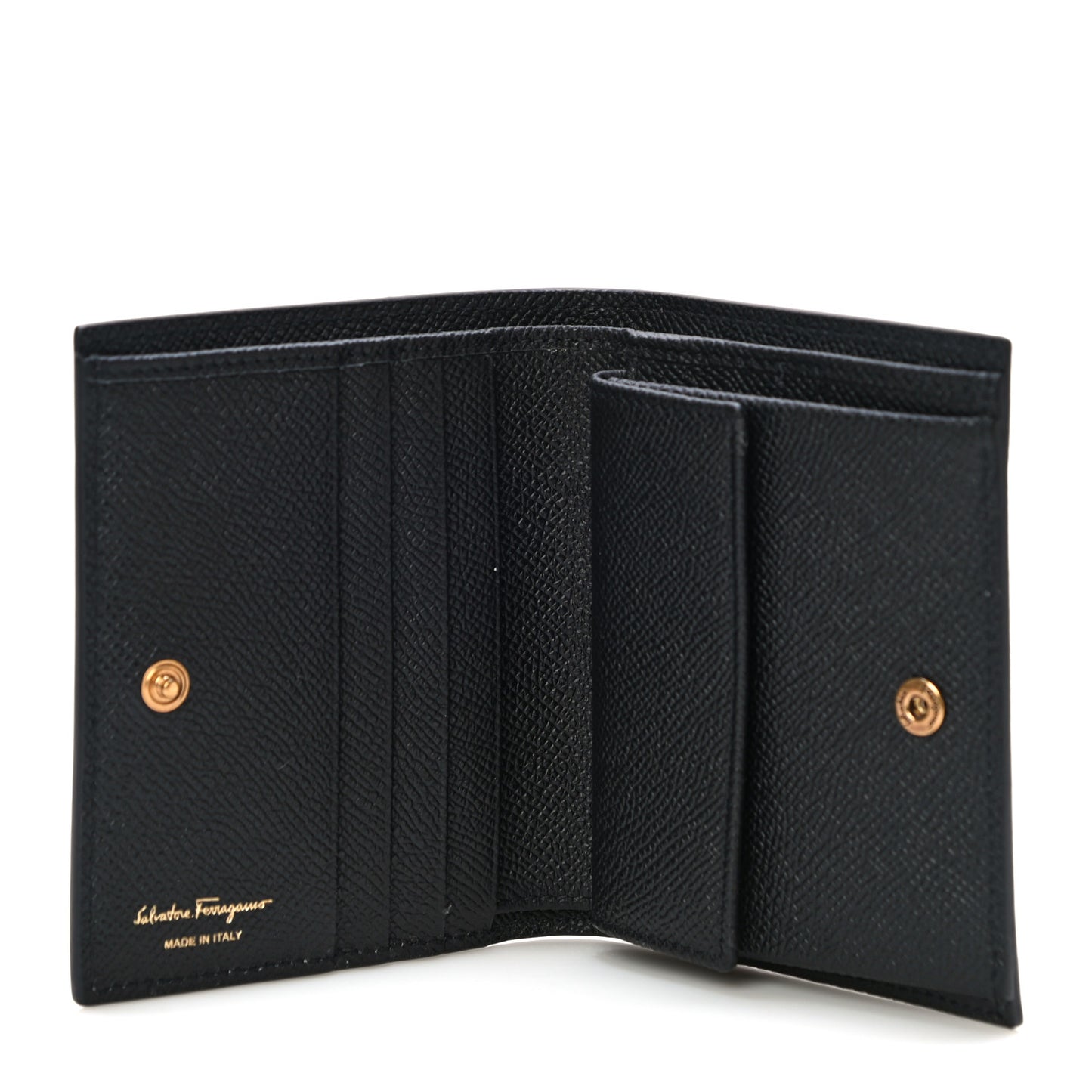 Grained Calfskin Folding Wallet Black