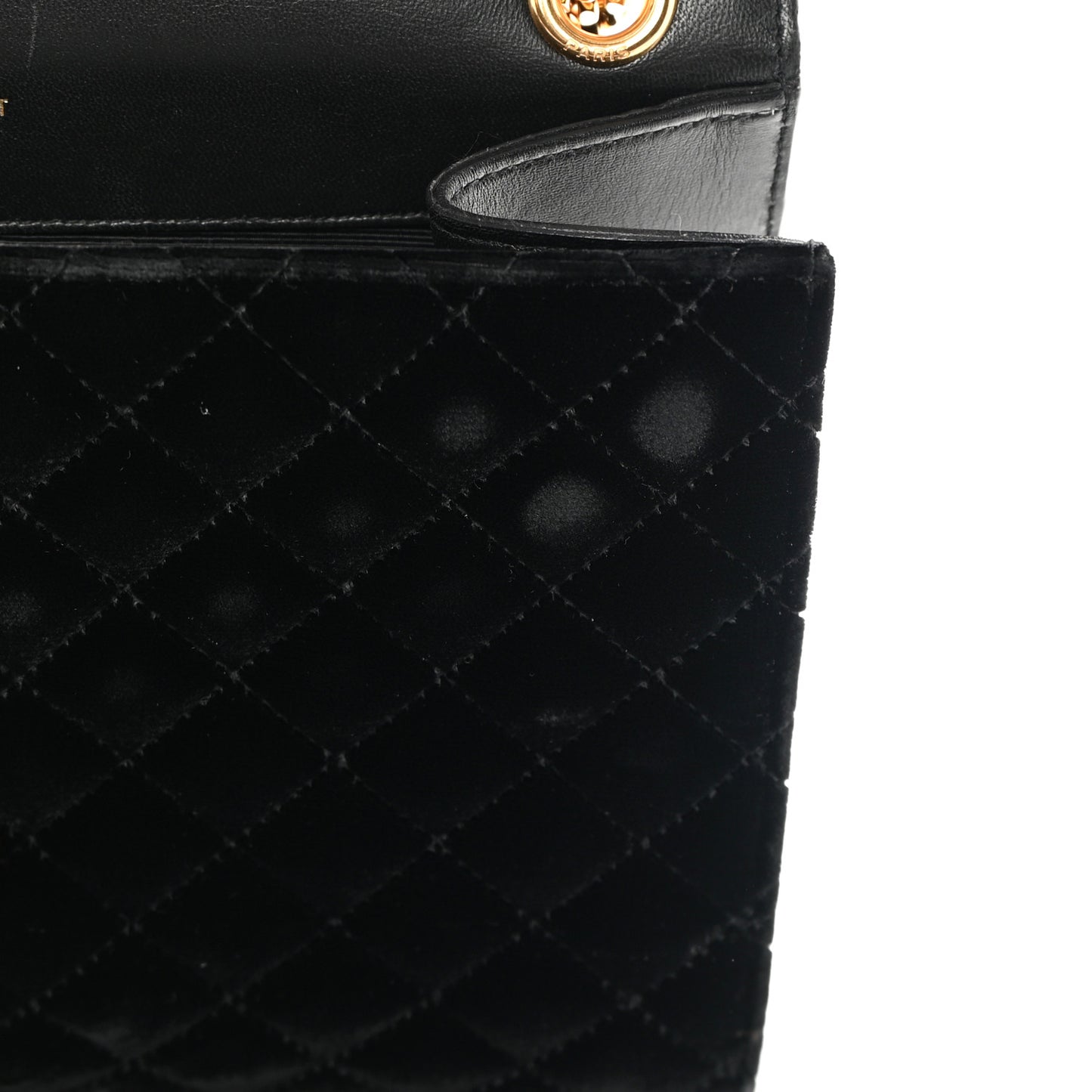 Velvet Tri-Quilt Monogram Medium College Bag Black