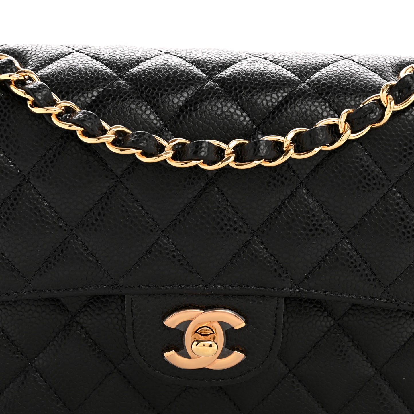Caviar Quilted Small Double Flap Black