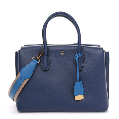 MCM Grained Calfskin Medium Milla Tote Navy 1 of 8