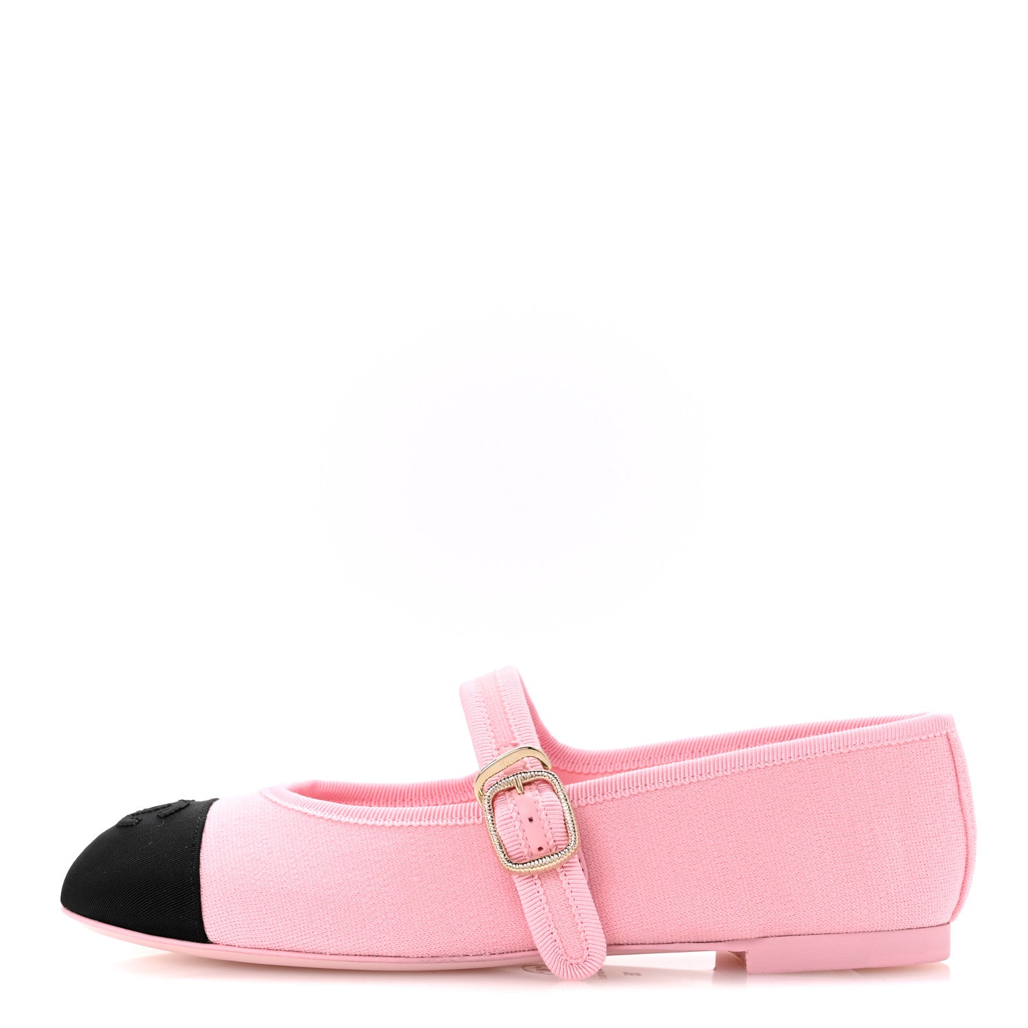 Chanel Fabric Grosgrain Mary Jane Flats 35 Light Pink Black 1 of 10