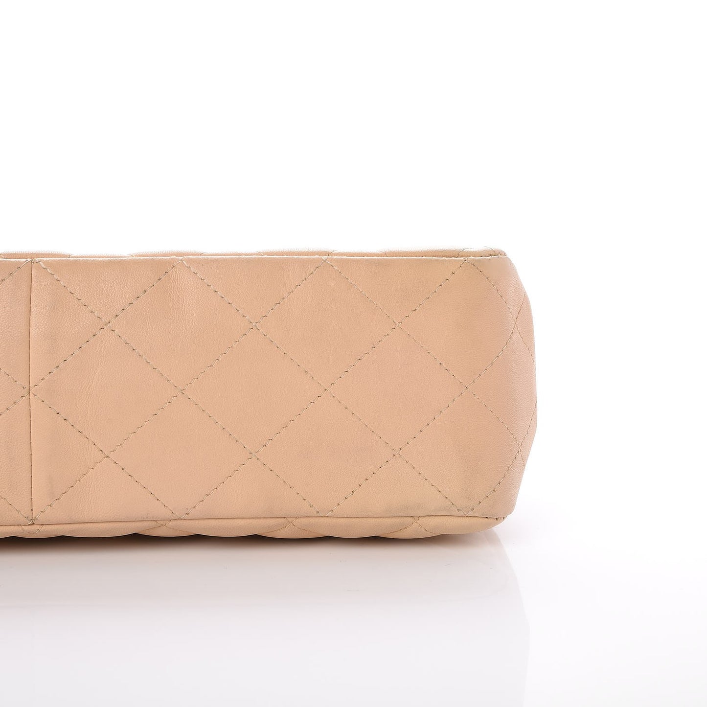Lambskin Quilted Jumbo Single Flap Beige
