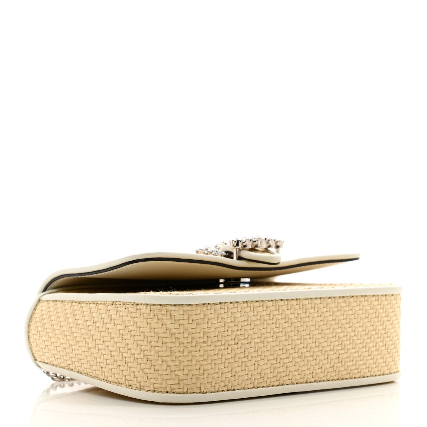 Raffia Crystal Cheri Satchel Crossbody Natural Milk