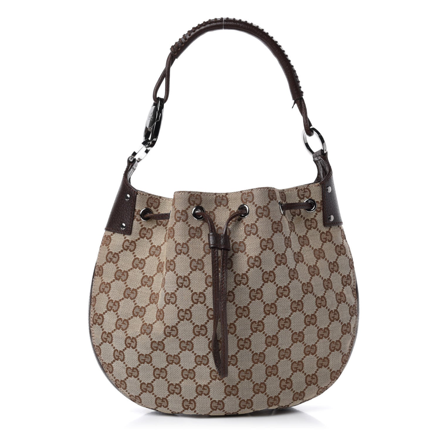 Gucci Monogram Drawstring Hobo Dark Brown 1 of 11
