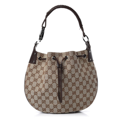 Gucci Monogram Drawstring Hobo Dark Brown 1 of 11