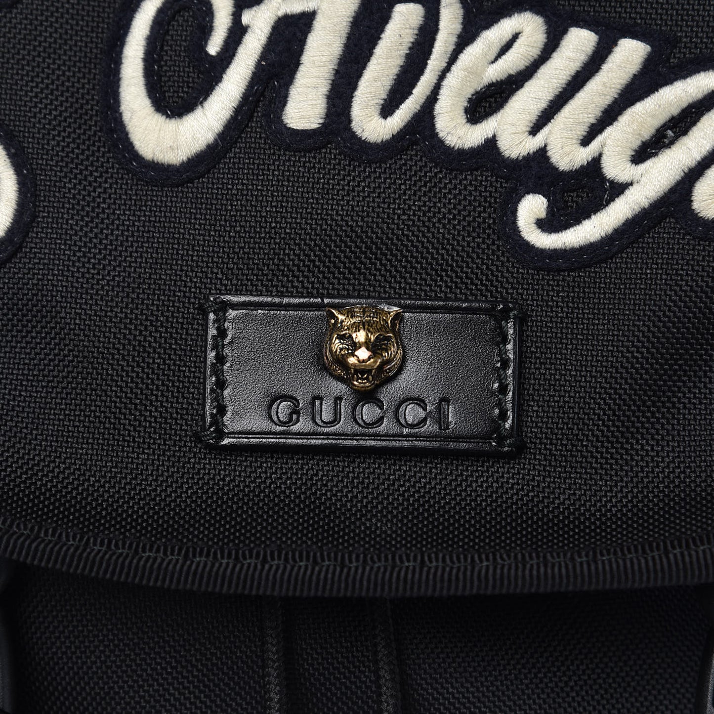 Techno Canvas Web L'Aveugle Par Amour Embroidered Double Buckle Backpack Black