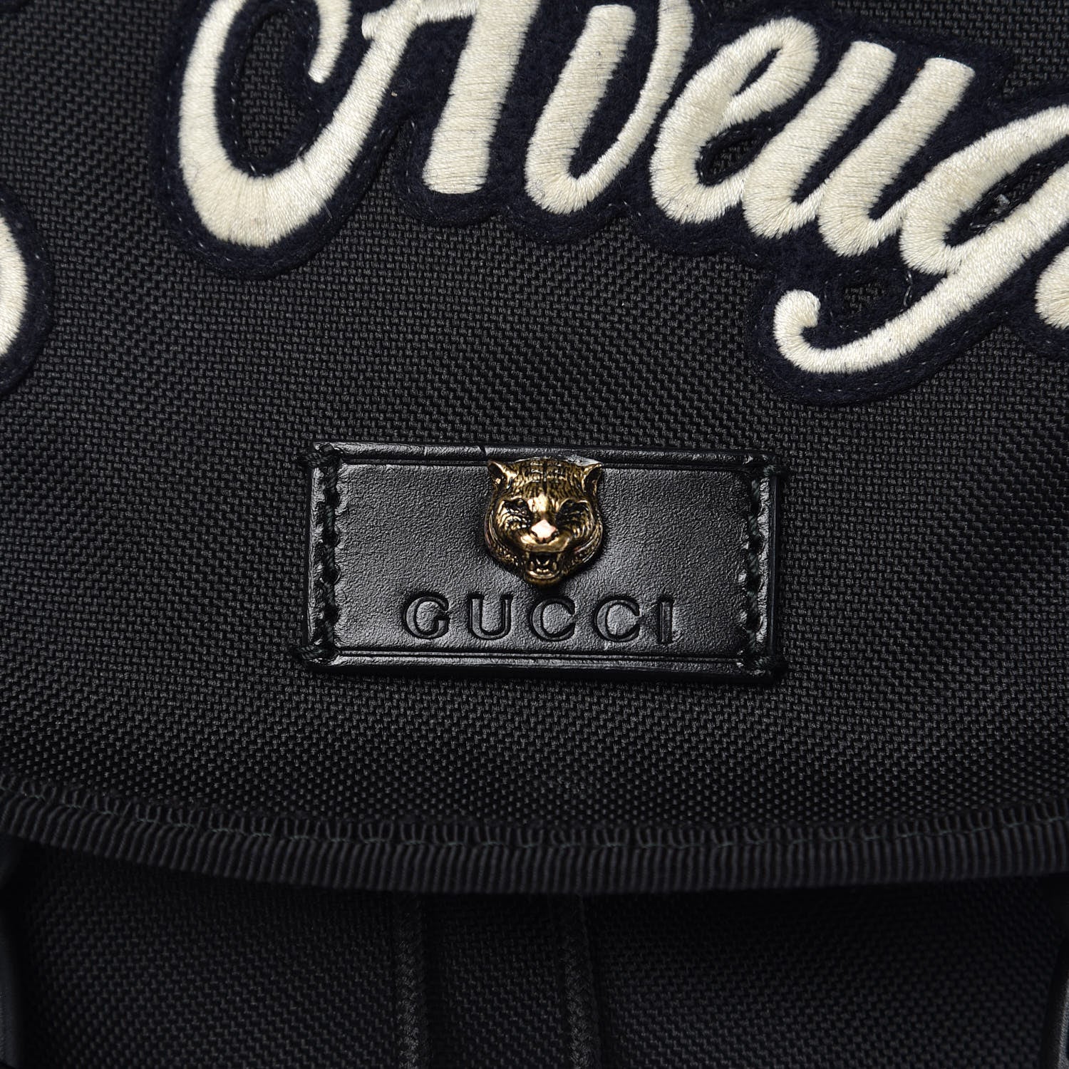 Gucci Techno Canvas Web L'Aveugle Par Amour Embroidered Double Buckle Backpack Black 8 of 9