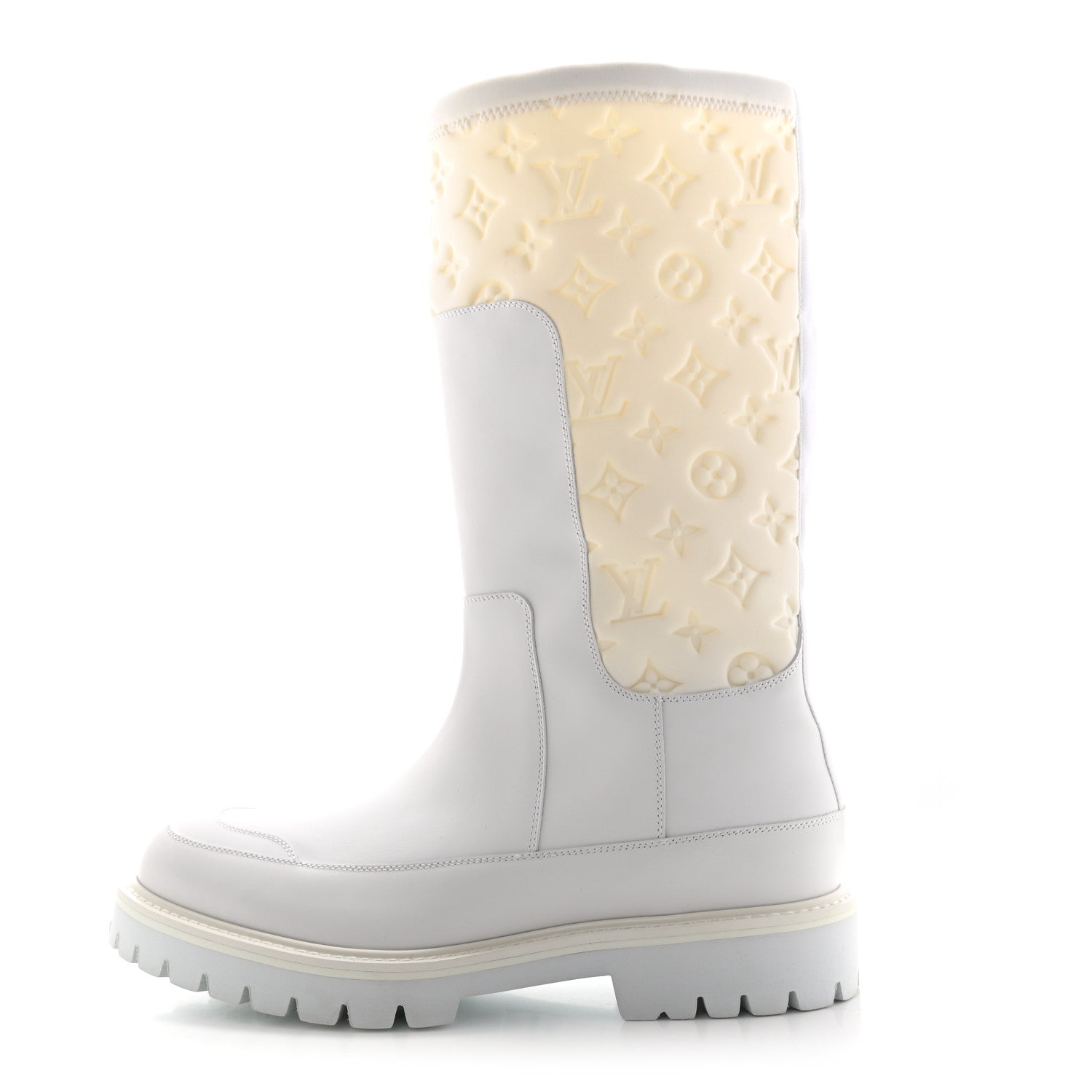 Louis Vuitton Calfskin Monogram Embossed Neoprene Mens Landscape Ankle Boots 8.5 White 1 of 8