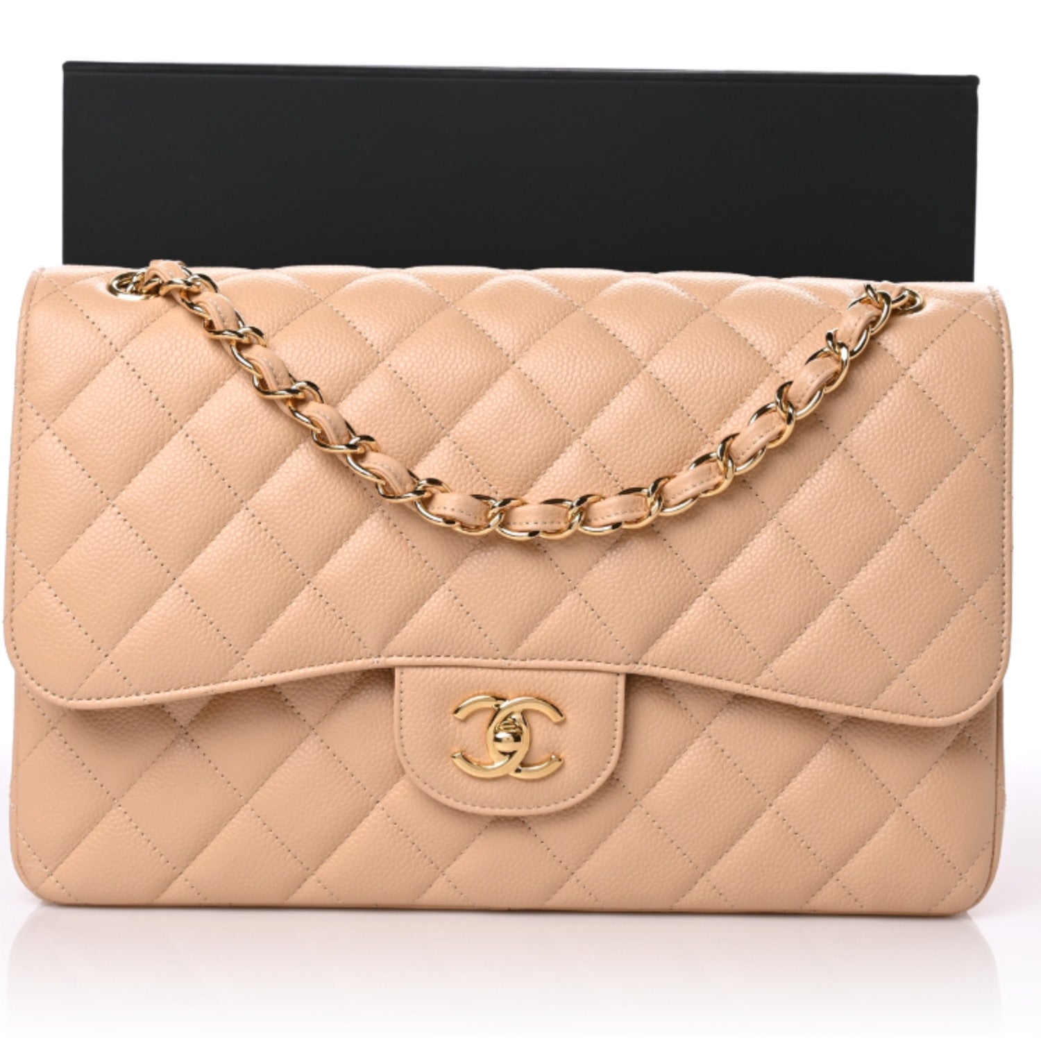 Chanel Caviar Quilted Jumbo Double Flap Beige 11 of 11