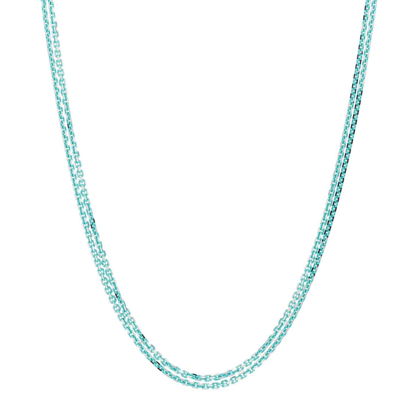 Sterling Silver Enamel 1.75mm Chain Necklace Blue