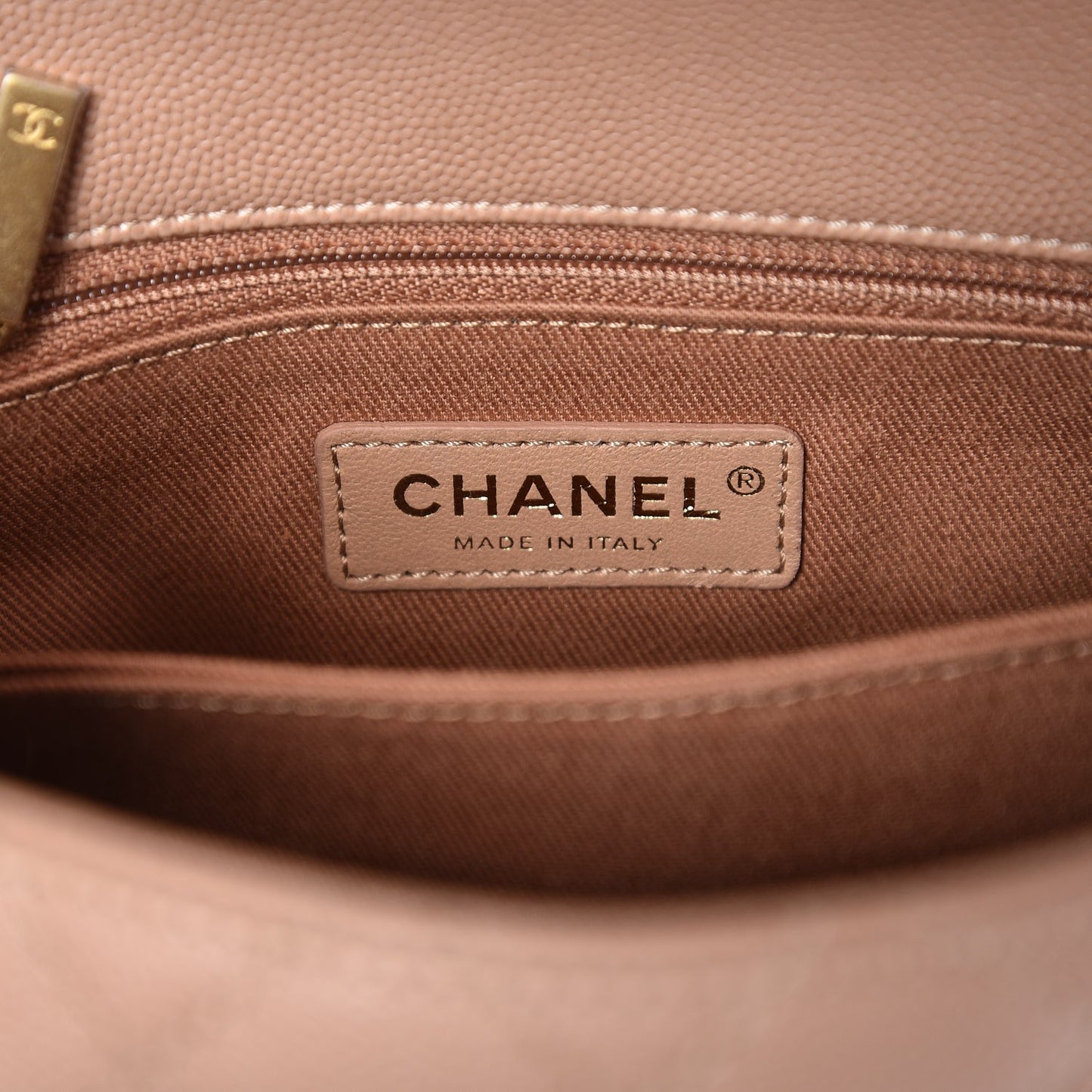 Caviar Quilted Mini Coco Handle Flap Beige