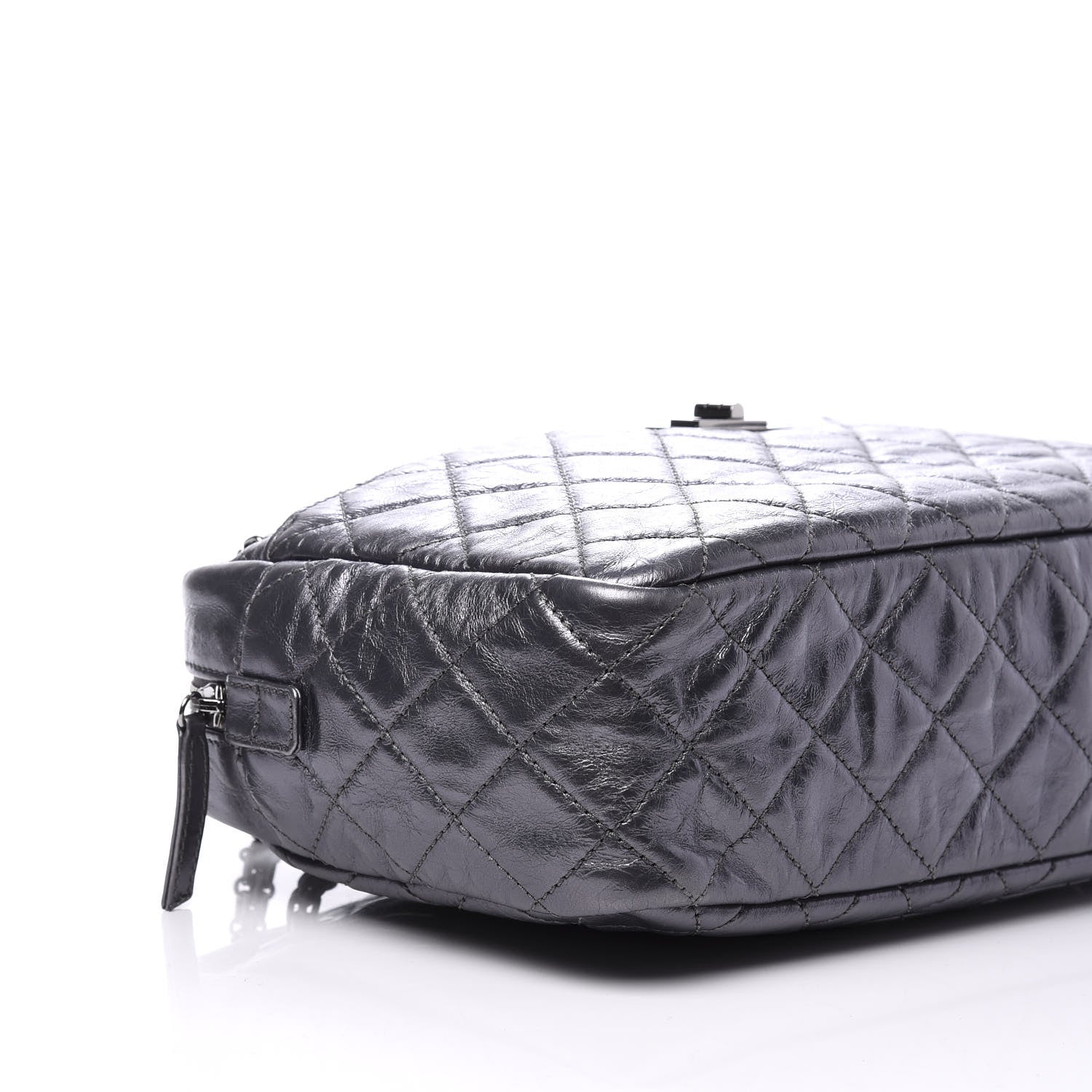 Chanel Metallic Aged Calfskin Quilted Medium Reissue Camera Case Dark Silver 5 of 9