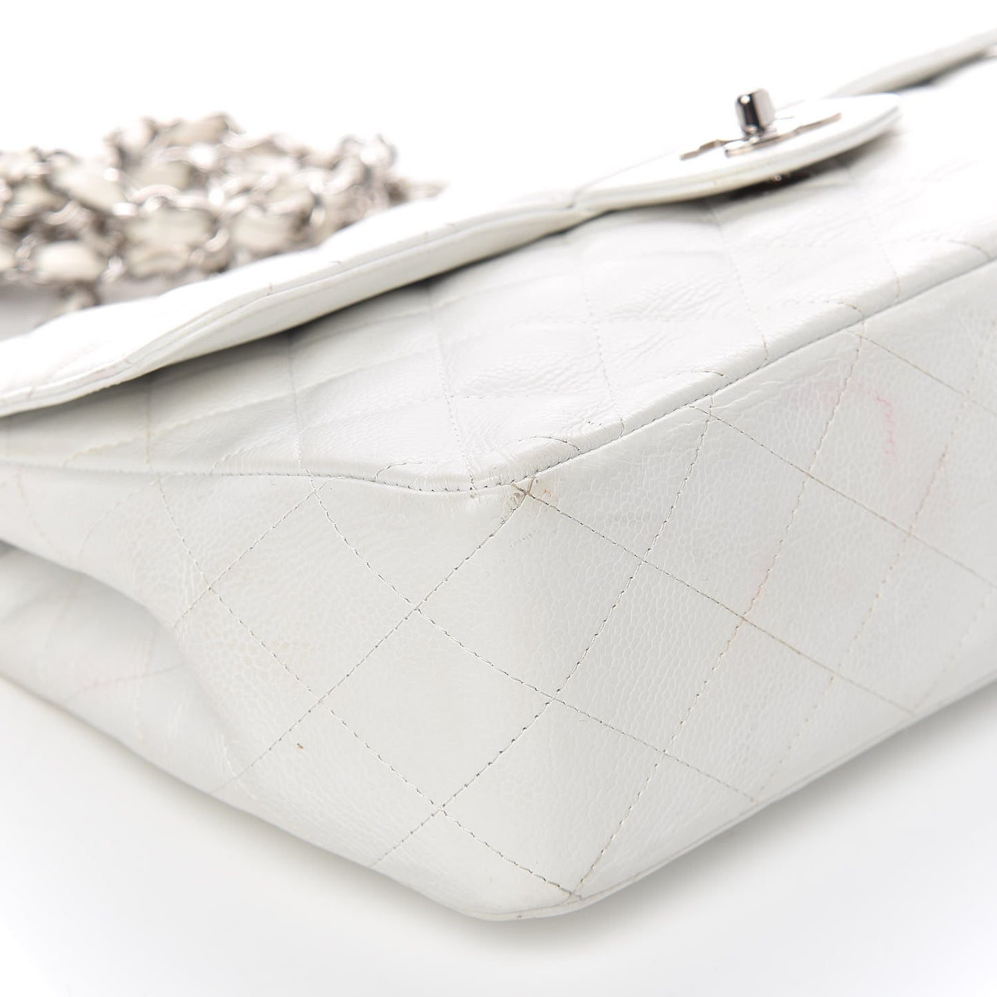 Caviar Quilted Jumbo Single Flap White