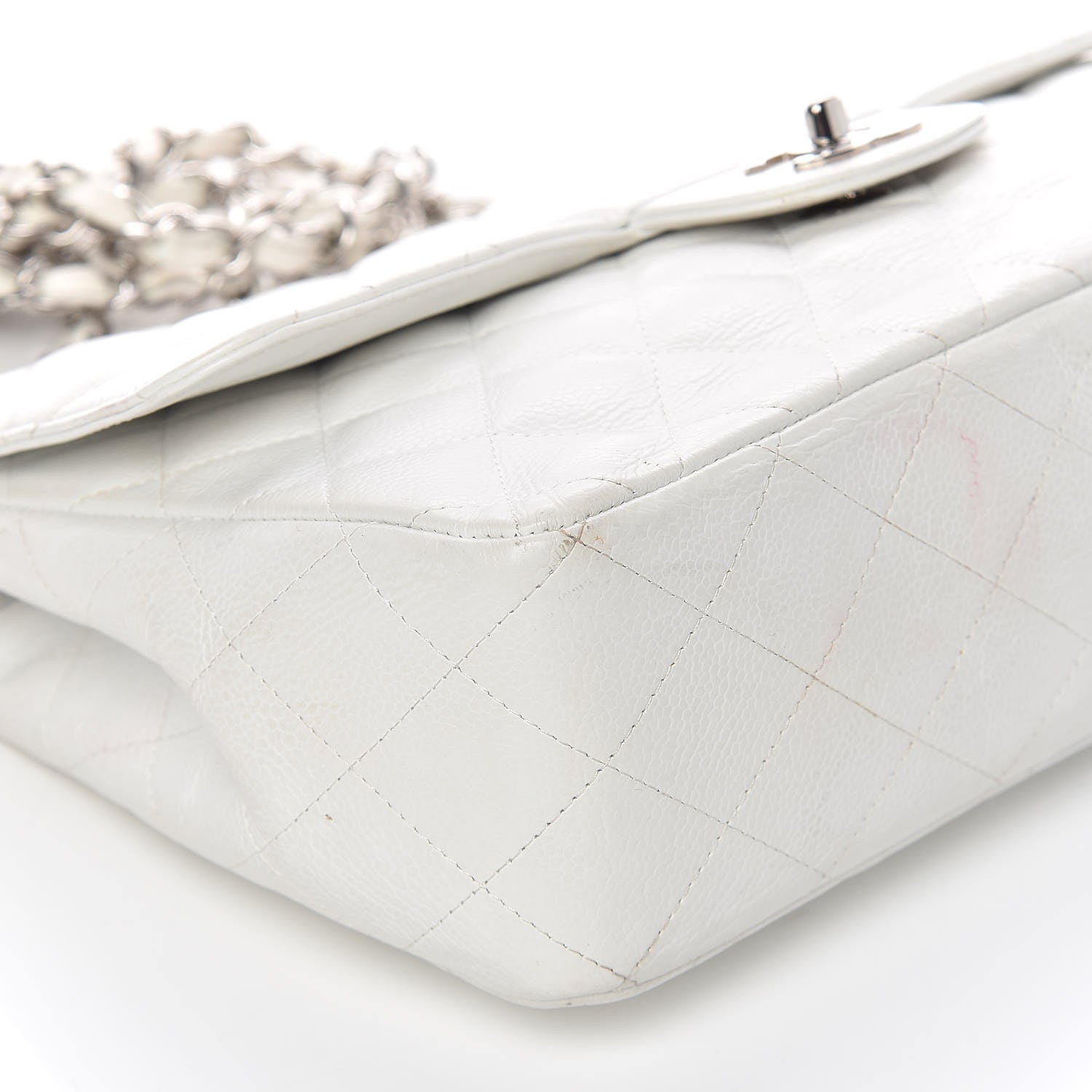 Chanel Caviar Quilted Jumbo Single Flap White 8 of 18