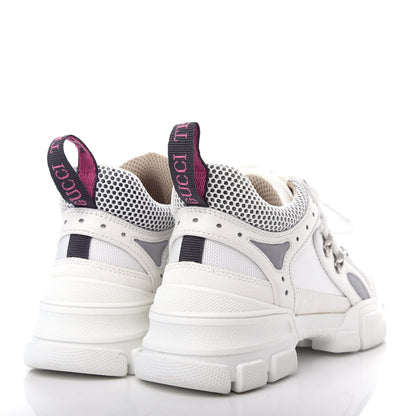 Gucci X SEGA Mesh Calfskin Suede Womens Flashtrek Sneakers 37.5 Great White 4 of 10
