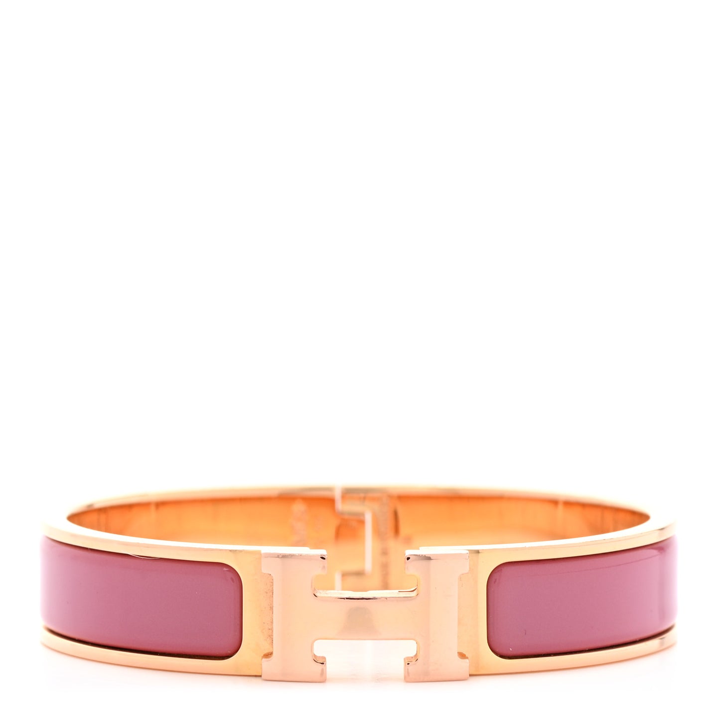 Enamel Narrow Clic Clac H Bracelet PM Rose Velours