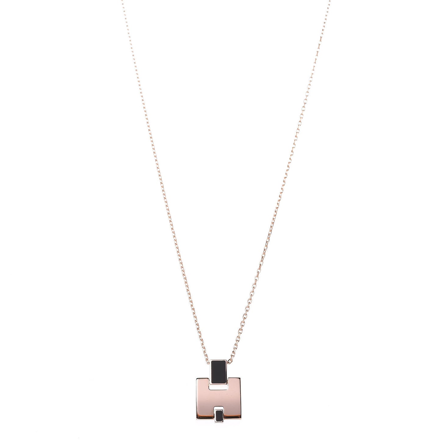 Rose Gold Plated Lacquered Eileen Pendant Necklace Black
