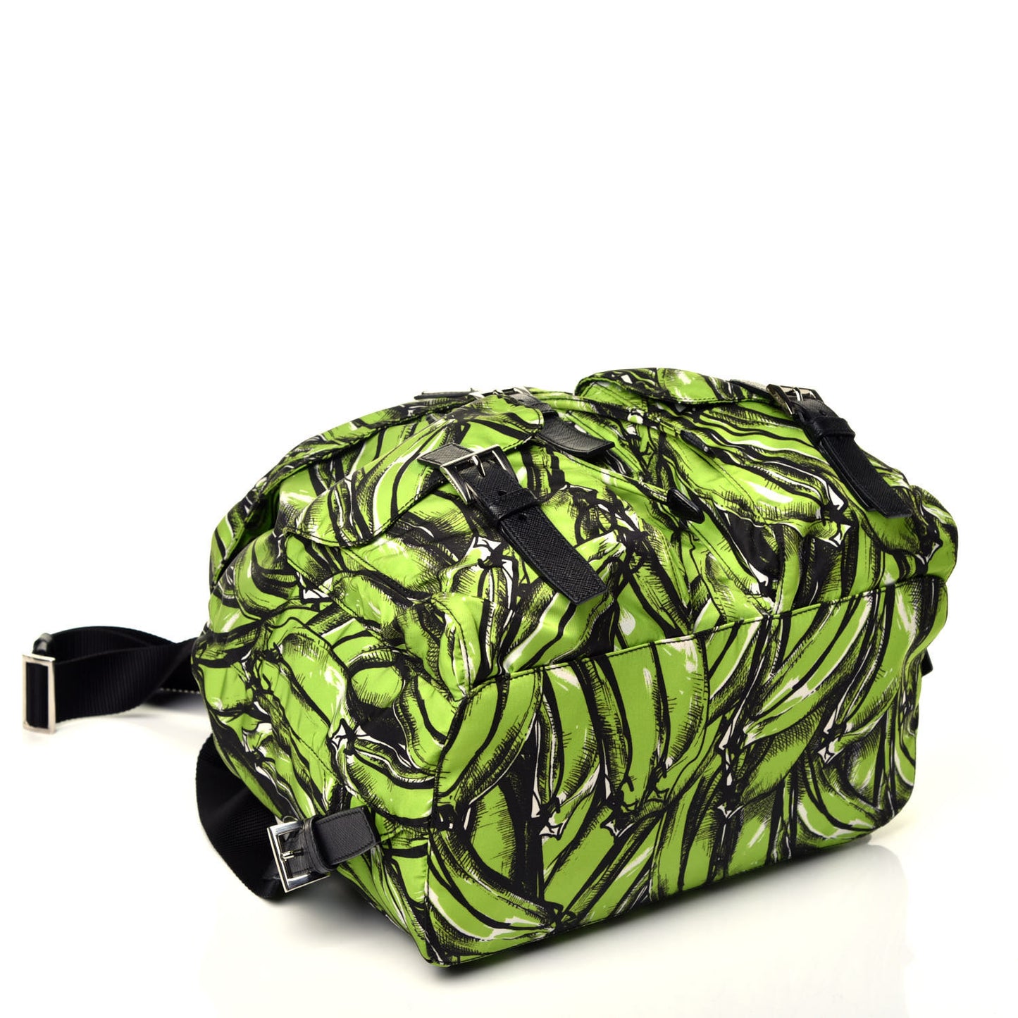 Tessuto Nylon Saffiano Medium Banana Print Backpack Green Black